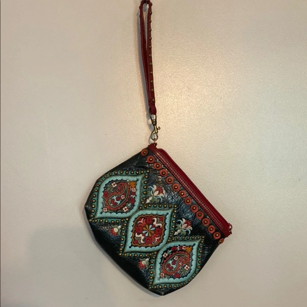 Isabella Fiore Embroidered Wristlet Clutch
